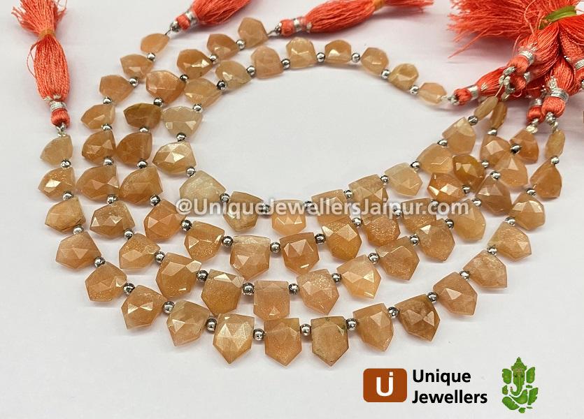 Peach Moonstone Faceted Pentagon Beads